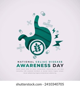 National Celiac Disease Awareness Day Paper cut style Vector Design Illustration for Background, Poster, Banner, Advertising, Greeting Card