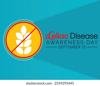 National Celiac Disease awareness day is observed every year on September 13, it is an immune reaction to eating gluten, a protein found in wheat, barley and rye. Vector illustration