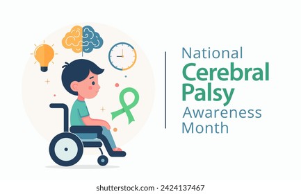 National Cerebral Palsy awareness month is observed every year in March, CP is a group of disorders that affect a person's ability to move and maintain balance and posture. Vector illustration