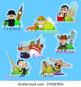 National characters. Vector colorful illustration   