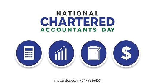 In: National Chartered Accountants Day. Rechner, Diagramm, Notizen und Geld. Geeignet für Karten, Banner, Poster, Social Media und mehr. Weißer Hintergrund.