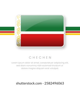 National Chechen Flag.Vector Chechen Button Flag. Realistic National Flag Design and Vector Template.