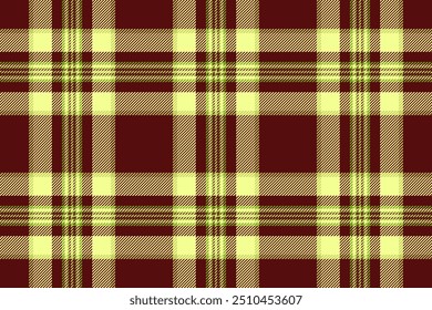 National check plaid texture, stitch vector pattern seamless. Fancy tartan textile fabric background in lime and red colors palette.