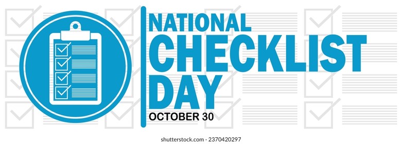 National Checklist Day Vector illustration. October 30. Holiday concept. Template for background, banner, card, poster with text inscription. 