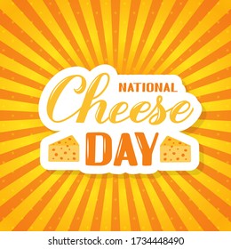 National Cheese Day calligraphy hand lettering on yellow background funny typography poster. Vector template for banner, flyer, sticker, t-shirt, greeting card, postcard, logo design, wrapping, etc.