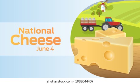 National Cheese Day on june 4 business brochure flyer banner design horizontal template vector, cover presentation abstract, modern publication poster and flag-banner, layout in rectangle size.