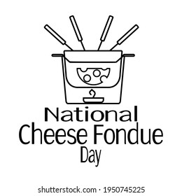 National Cheese Fondue Day, Schematic contour image of utensils for making fondue, for a poster or a postcard vector illustration