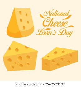 National Cheese Lovers Day Design With Delicious Cheese Illustrations.