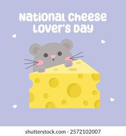 National Cheese Lovers Day vector design for celebration. Suitable for background, template, social media, poster, flyer design, flat illustration, banner,  etc 