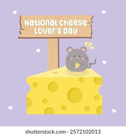 National Cheese Lovers Day vector design for celebration. Suitable for background, template, social media, poster, flyer design, flat illustration, banner,  etc 