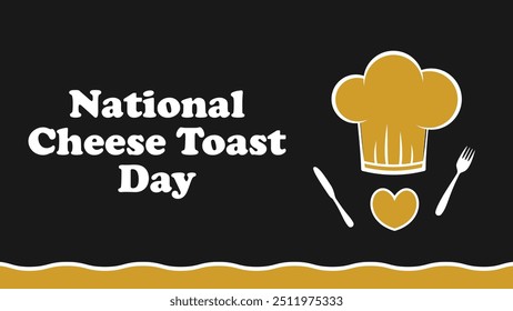 National Cheese Toast Day vector banner design with geometric shapes and vibrant colors on a horizontal background.