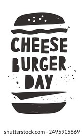 National Cheeseburger Day. Poster background. Vertical banner template design. Flat vector Illustration in naive style.