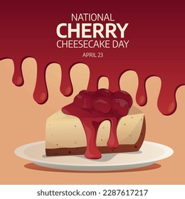 Día nacional de la tarta de queso de cereza. ilustración vectorial de cheesecake. diseño de cheesecake y vectores de cerezo.