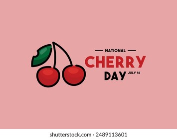 National Cherry Day. July 16. Cherry icon. Flat design vector. Eps 10.