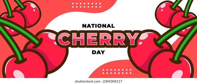 National Cherry Day on 16 July Banner Background. Horizontal Banner Template Design. Vector Illustration
