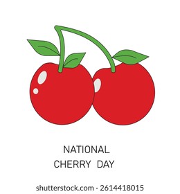 National cherry day. Vector illustration of a cherry isolated on white background.
