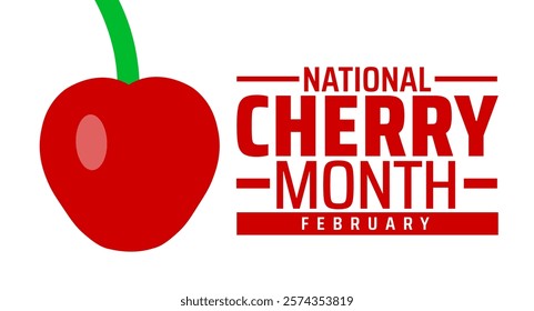 National Cherry Month background banner or poster design template. observed every year in February. Holiday concept. Use to any Template, card, poster, placard, template.