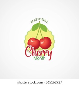 National Cherry Month Vector Illustration. Suitable for greeting card, poster and banner. To raise awareness about the availability and enjoyment of cherries throughout the year. flat style design.