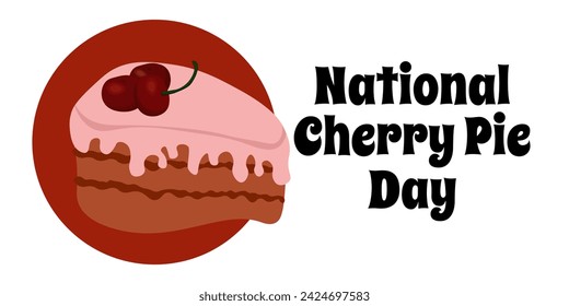 National Cherry Pie Day, simple horizontal food poster or banner vector illustration design