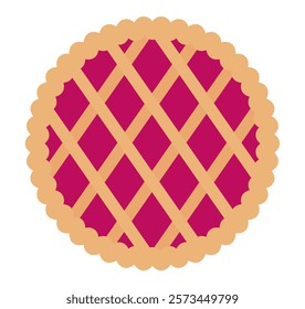 National Cherry Pie Day. Pie top view. Cooked tasty round food pastry pie desserts exact vector, cherry pie.