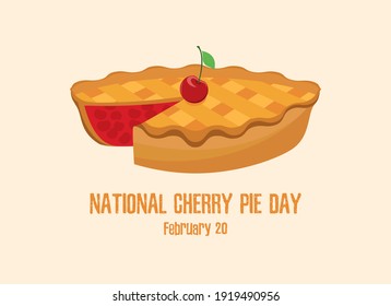 National Cherry Pie Day vector. Classic american Cherry Pie icon vector. Sweet cake with cherries icon vector. Cherry Pie Day Poster, February 20