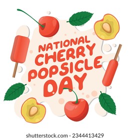 national cherry popsicle day design template good for celebration. cherry popsicle design illustration. cherry vector design. flat design. eps 10.