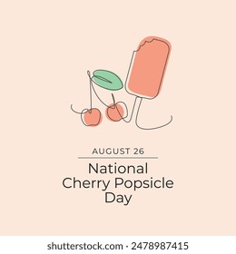 National Cherry Popsicle Day. Line art design. Vector line art. Continuous line. eps 10.