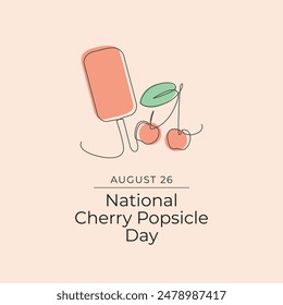 National Cherry Popsicle Day. Line art design. Vector line art. Continuous line. eps 10.