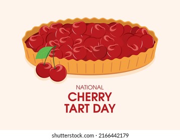 National Cherry Tart Day vector. Sweet cherry pie icon vector. Whole fruit cake with cherries vector illustration. Important day