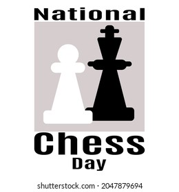 National Chess Day, Idea for poster, banner or postcard, popular intellectual game vector illustration