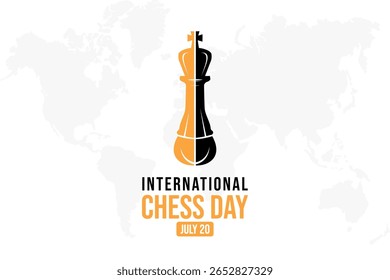 National Chess Day. Vector illustration. July 20th. International Chess Day banner. Black and white chess piece icon vector isolated on white background.