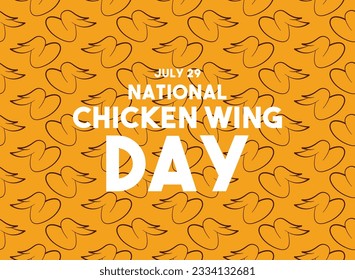 National Chicken Wing Day. July 29. Seamless pattern. Poster, banner, card, background. Eps 10.