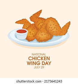 National Chicken Wing Day vector. Fried chicken wings with red sauce icon vector. July 29. Important day