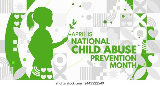 National Child Abuse Prevention Month. Child Abuse awareness banner, card, poster, background - vector illustration	