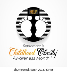 National Childhood Obesity awareness month is observed every year in September to promote healthy growth in children and prevent obesity. Vector illustration