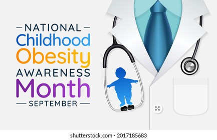 National Childhood Obesity awareness month is observed every year in September to promote healthy growth in children and prevent obesity. Vector illustration