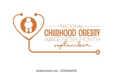 National Childhood Obesity Awareness Month vector banner template. Health care concept of cholesterol, care, obesity prevention vector illustration idea.