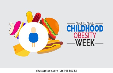 Ilustração de fundo da Semana Nacional da Obesidade Infantil. Conceito de férias. Utilize para plano de fundo, banner, cartaz, cartão e modelo de design de pôster com design de ilusão profissional 




