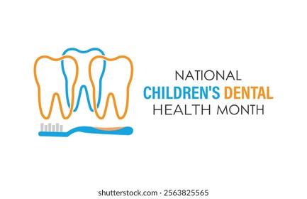 National Children s Dental Health Month vector Banner poster, flyer and background design template. Health banner and social medial template design. Vector illustration. Eps 10.