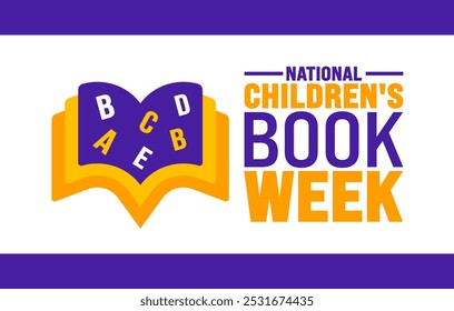 National Children's Book Week background or banner design template is observed every year in November. Holiday concept. Template for card, poster, placard, template.