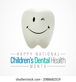 En febrero se celebra cada año un mes nacional de salud dental para niños, con el fin de enseñar a los niños la importancia de una buena higiene bucal a una edad temprana y visitar al dentista con regularidad. Arte vectorial