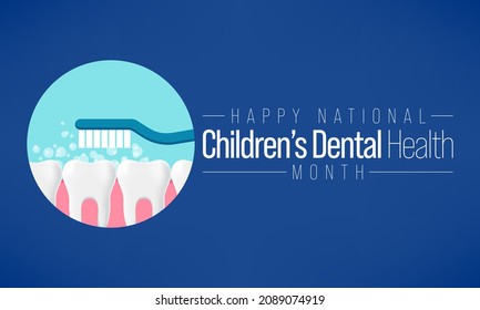 National Children's dental health month is observed every year in February, to teach children the importance of good oral hygiene at an early age and visiting the dentist regularly. Vector art