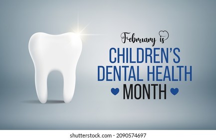 National Children's dental health month is observed every year in February, to teach children the importance of good oral hygiene at an early age and visiting the dentist regularly. Vector art