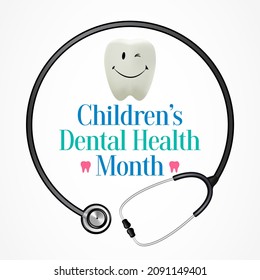 National Children's dental health month is observed every year in February, to teach children the importance of good oral hygiene at an early age and visiting the dentist regularly. Vector art