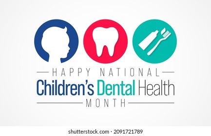 National Children's dental health month is observed every year in February, to teach children the importance of good oral hygiene at an early age and visiting the dentist regularly. Vector art