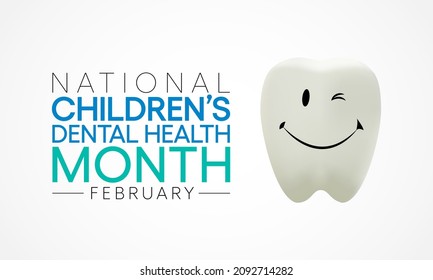 National Children's dental health month is observed every year in February, to teach children the importance of good oral hygiene at an early age and visiting the dentist regularly. Vector art