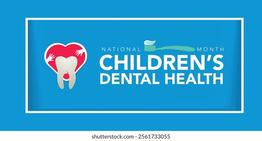 National Children's dental health month is observed every year in February, to teach children the importance of good oral hygiene at an early age and visiting the dentist regularly. Vector art