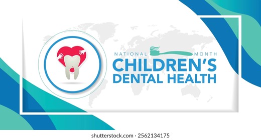 National Children's dental health month is observed every year in February, to teach children the importance of good oral hygiene at an early age and visiting the dentist regularly. Vector art