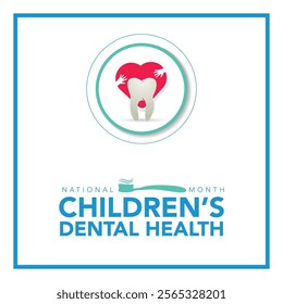 National Children's dental health month is observed every year in February, to teach children the importance of good oral hygiene at an early age and visiting the dentist regularly. Vector art