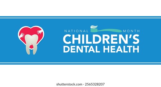 National Children's dental health month is observed every year in February, to teach children the importance of good oral hygiene at an early age and visiting the dentist regularly. Vector art